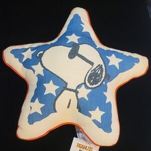 Peanuts Star-Shaped Snoopy Linen Pillow In Red White And Blue With Stars